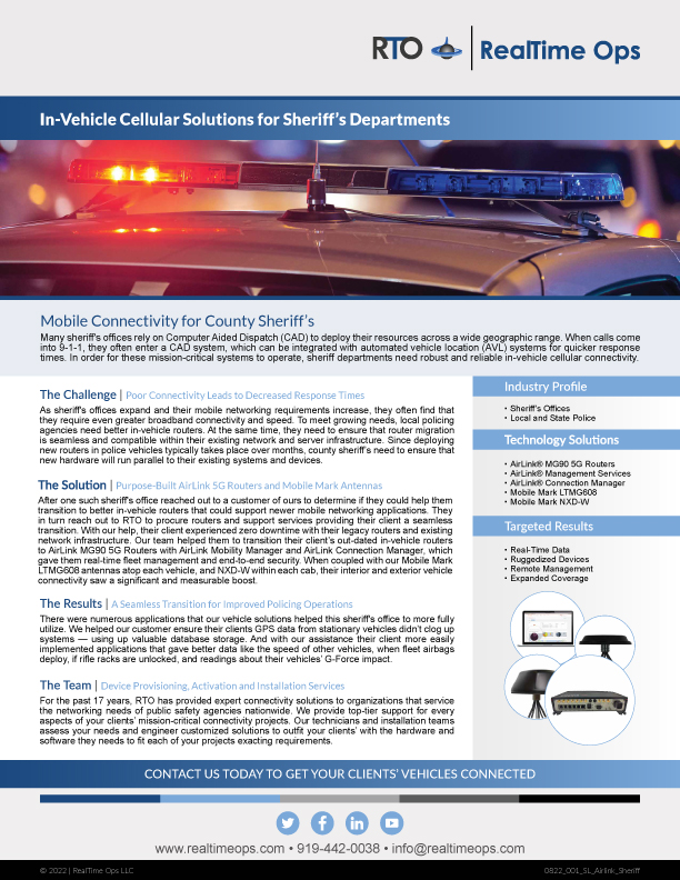 In-Vehicle Cellular Solutions for Sheriff’s Departments
